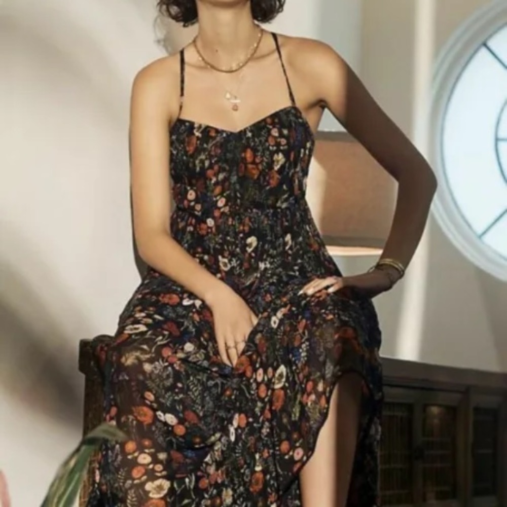 Anthropologie Massima maxi floral dress black XS